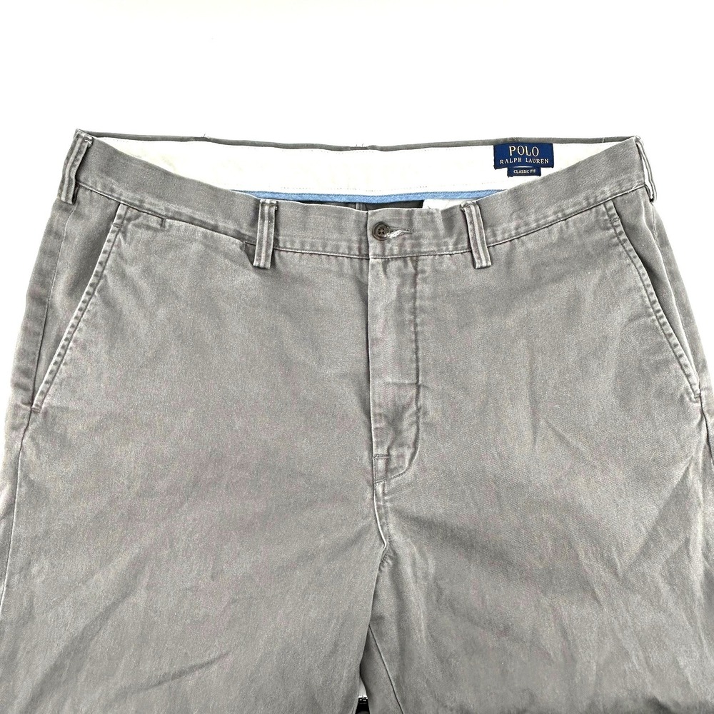 Polo Ralph Lauren Classic Fit Cotton Twill Chino Pants Grey Mens 36x30 Straight
